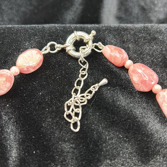 #42 Vintage Genuine Pink Lace Agate Necklace. Artisan Made - Picture 8 of 11